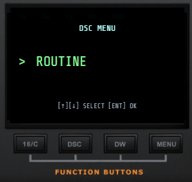 DSC menu showing ROUTINE option selected